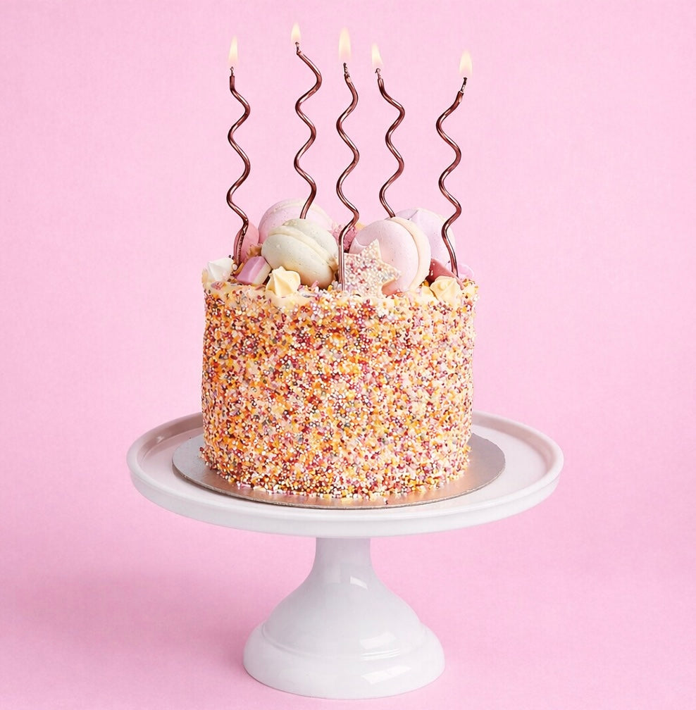 Rose Gold Curly Candles - Pack of 12