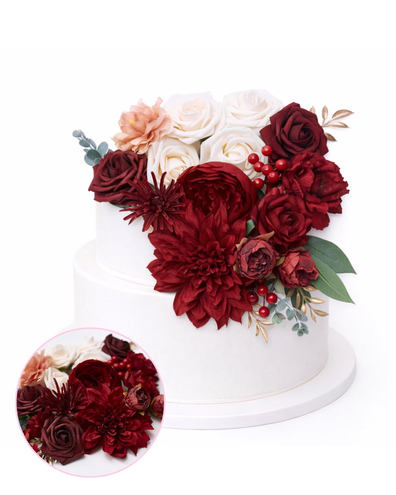 Silk Flower Bags with Foliage (White, Gold, Red & Deep Red)