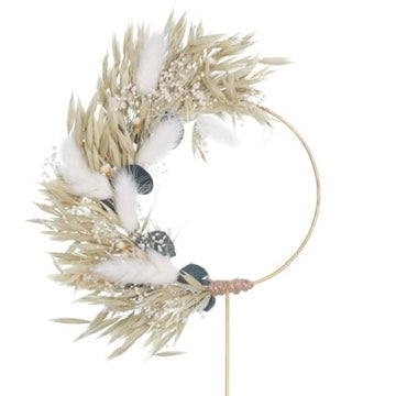 Dried Flower Ring (10cm) (Oats & Eucalyptus - White)