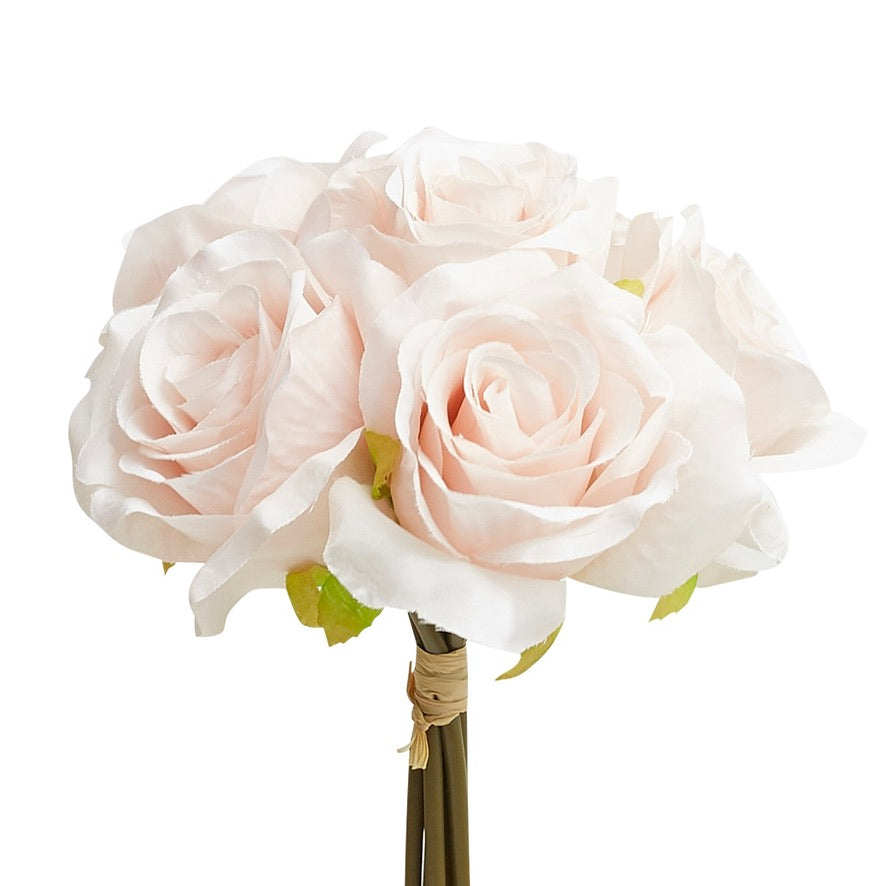 Artificial Silk Hand-Tied Bella Rose Bouquet - Nude Pink