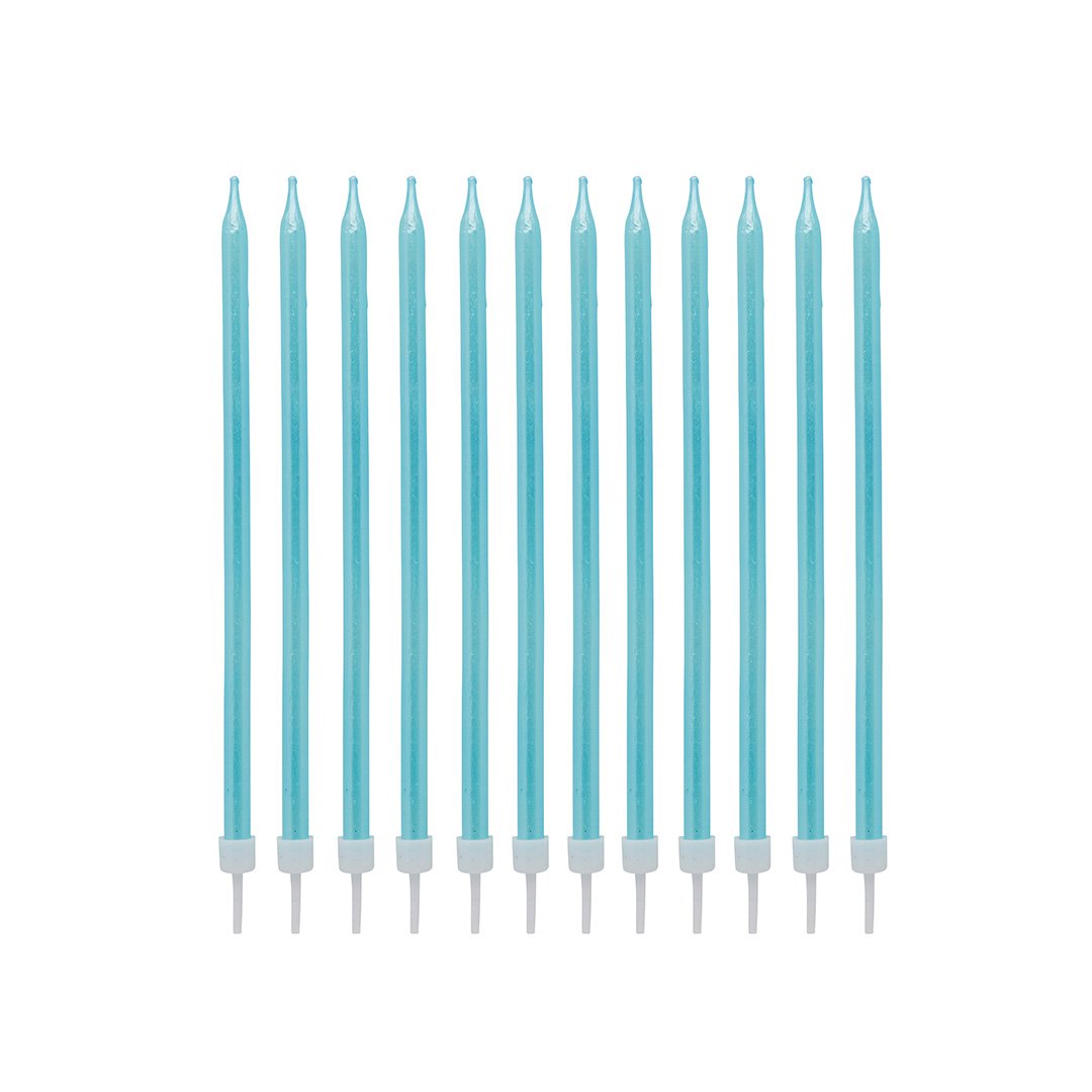 Blue Tall Skinny Wax Candles - Pack of 12