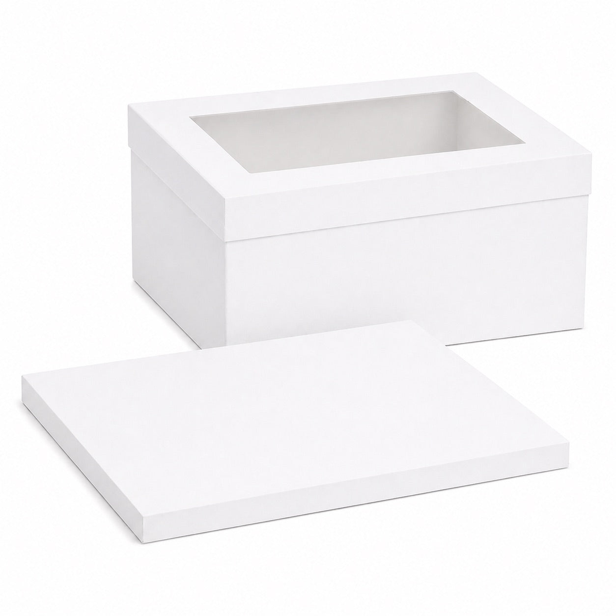 White Rectangular Gloss Cake Drum & Windowed Box Set