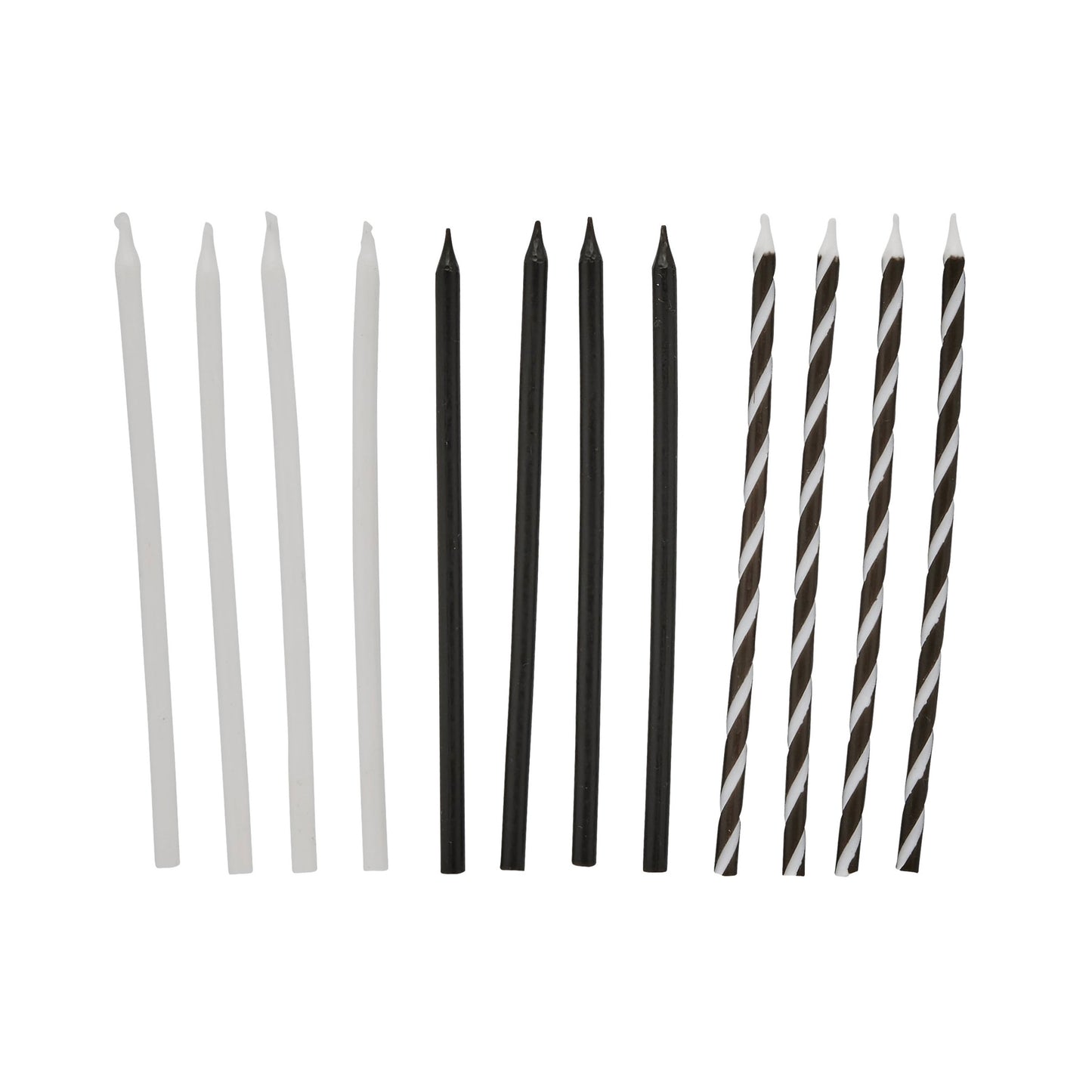 Black & White Tall Skinny Wax Candles - Pack of 12