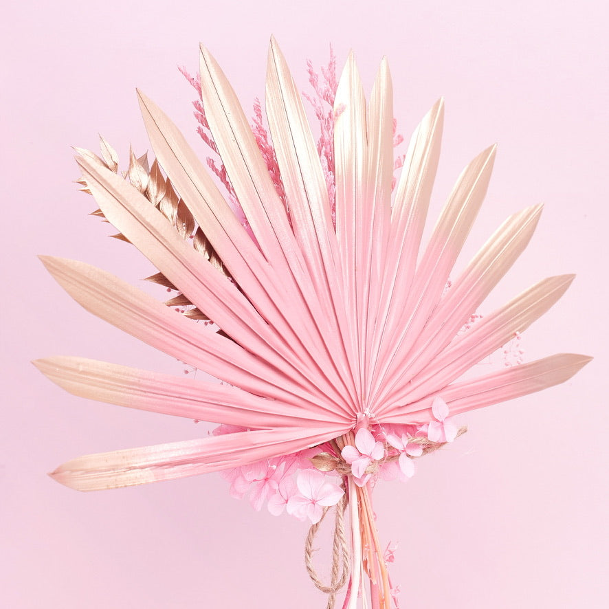 Dried Sun Palm Bouquets (Hot Pink & Gold)