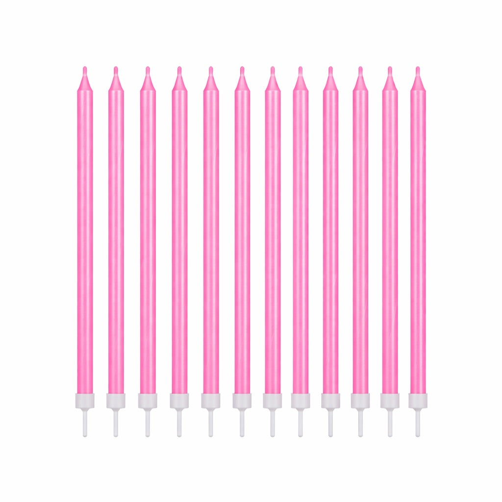 Pink Tall Skinny Wax Candles - Pack of 12
