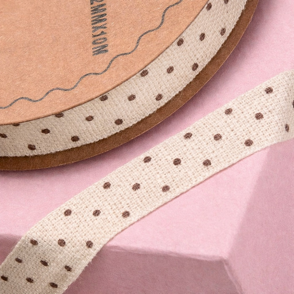 Natural Ribbon With Brown Spots - 12mm x 10m