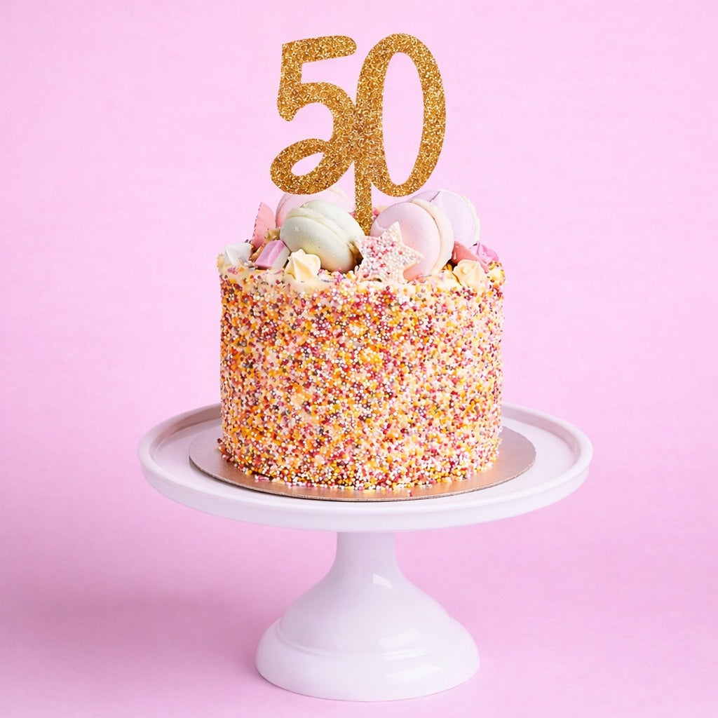 Gold Number '50' Glitter Acrylic Cake Topper