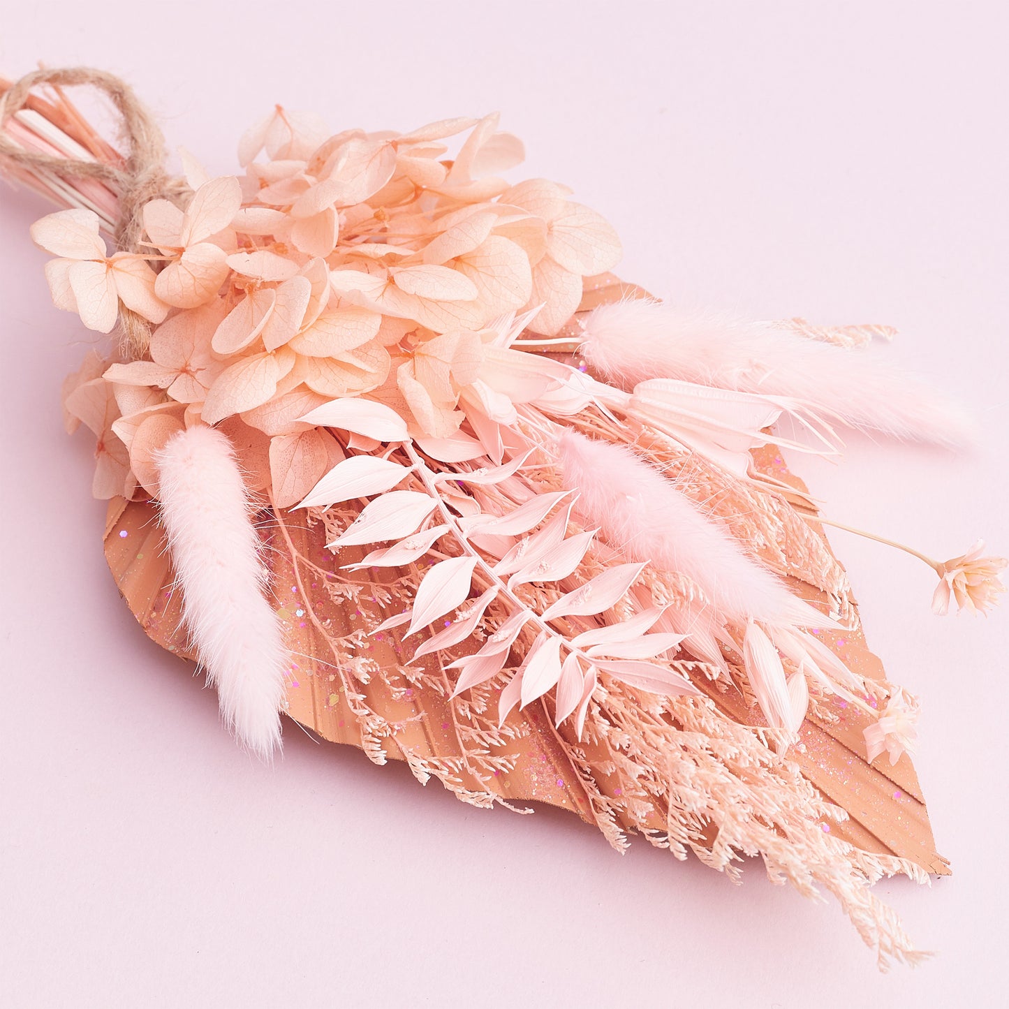 Dried Palm Spear Bouquet (Pastel Peach Glitter)