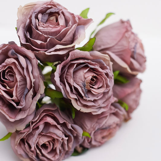Dried Touch 7-Piece Rose Stem Bouquet – Vintage Mauve