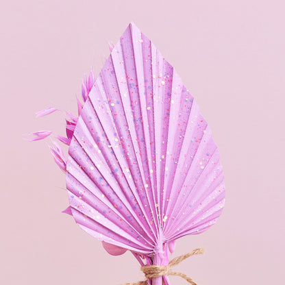 Dried Palm Spear Bouquet (Pastel Purple Glitter)