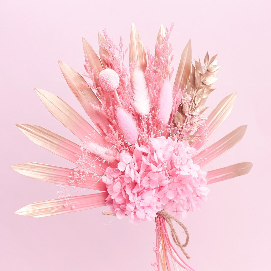 Dried Sun Palm Bouquets (Hot Pink & Gold)