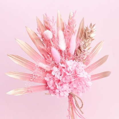 Dried Sun Palm Bouquets (Hot Pink & Gold)