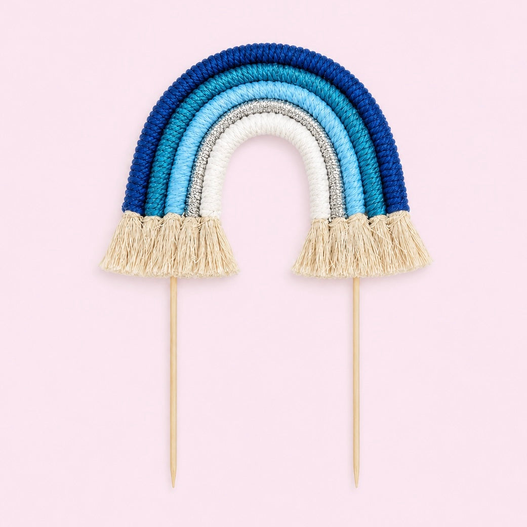 Rainbow Cake Toppers (Blues, White & Silver)