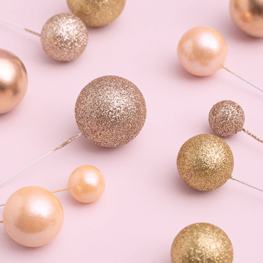 32 Pieces Cake Decorating Ball Sets - Gold, Gold Pearl, Gold Glitter & Light Gold Glitter