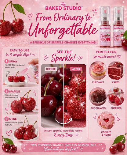 Edible Glitter Dust - 10g Pump Bottle (Cherry Red 10g)