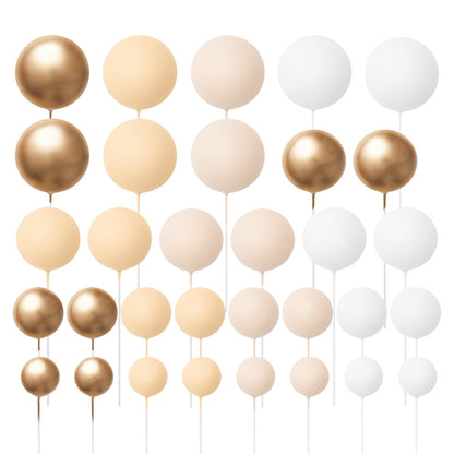 32 Pieces Cake Decorating Ball Sets - White, Gold, Lemon & Ivory Beige