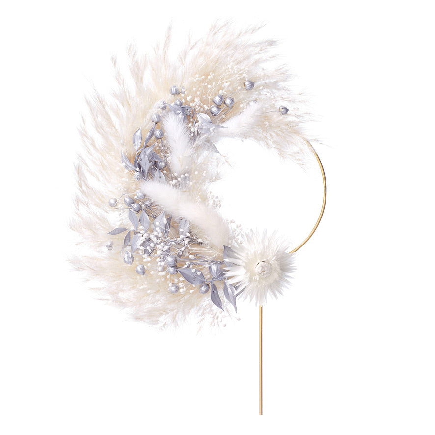 Dried Flower Ring (10cm) (Silver & White)