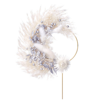 Dried Flower Ring (10cm) (Silver & White)