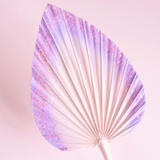 Decorated Dried Palm Spear (Pink & Purple Ombre With Glitter)