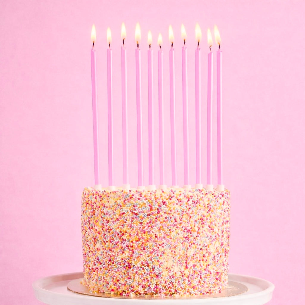 Pink Tall Skinny Wax Candles - Pack of 12
