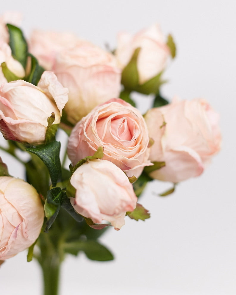 Dried Touch 12-Piece Small Rose & Tea Rose Stem Bouquet – Dusty Pale Pink