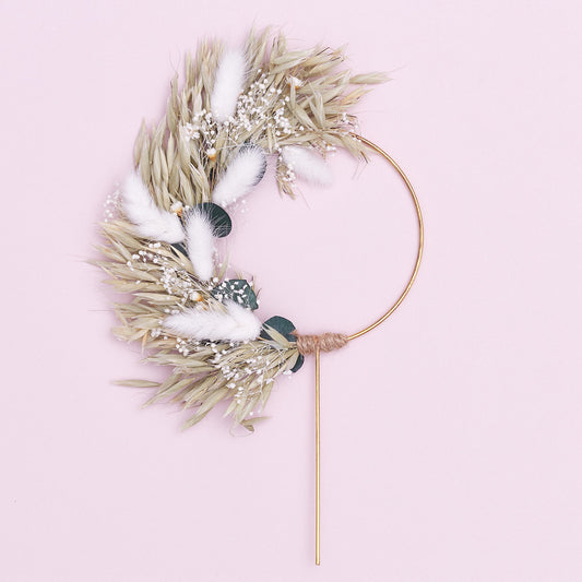 Dried Flower Ring (10cm) (Oats & Eucalyptus - White)