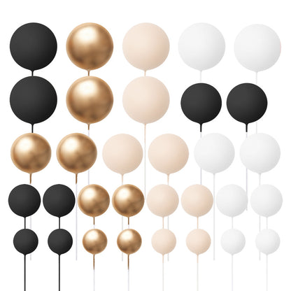 32 Pieces Cake Decorating Ball Sets - White, Gold, Black & Ivory Beige