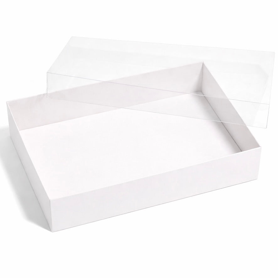 The Baked Studio – Deluxe Treat & Cookie Boxes with Clear Lid - White (Pack of 5)