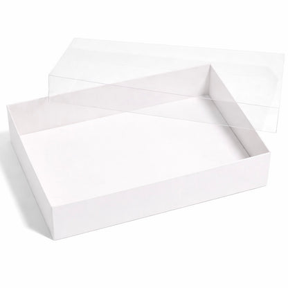 The Baked Studio – Deluxe Treat & Cookie Boxes with Clear Lid - White (Pack of 5)