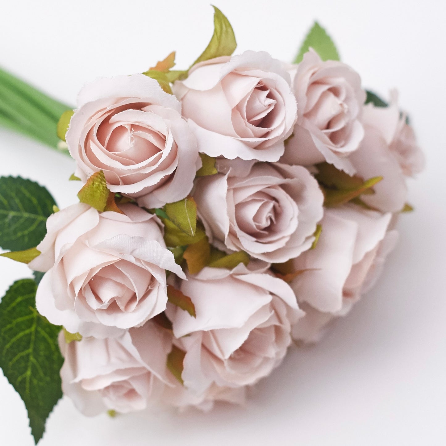Silk Hand Tied Lila Bud Rose & Tea Rose Bouquet (Nude)