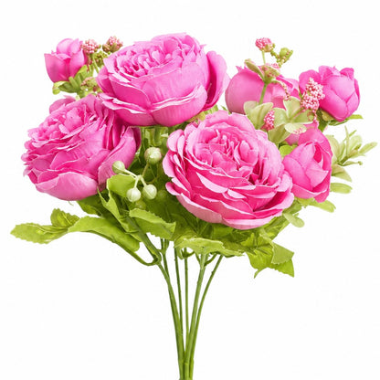 Artificial Silk Peony & Tea Rose Bouquet (Pretty Rose)