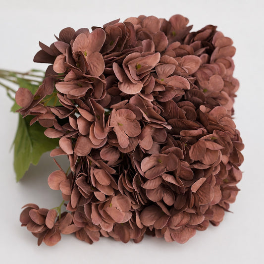 Artificial Silk Hydrangea Bouquet (Coffee)