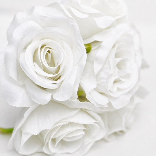 Artificial Silk Hand-Tied Bella Rose Bouquet - White