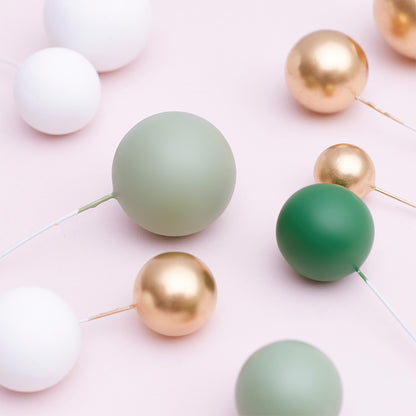 32 Pieces Cake Decorating Ball Sets - White, Gold, Sage & Dark Green