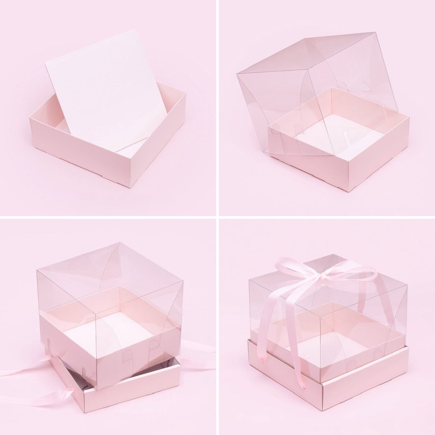 Mini Cake/Bento Cake Board & Box Sets (Light Pink)