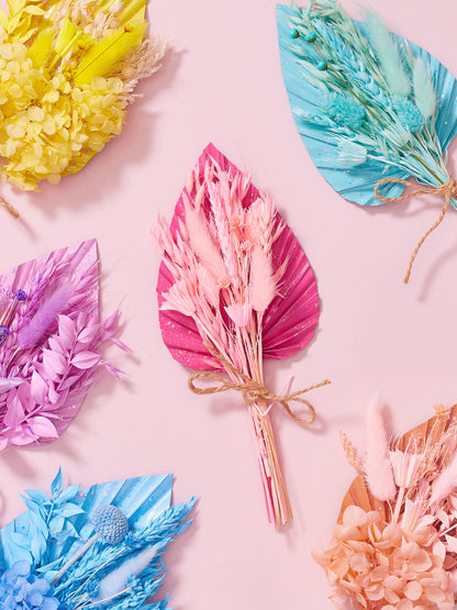 Dried Palm Spear Bouquet (Pastel Pink Glitter)