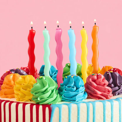 Bright Wavy Wax Candles - Pack of 12