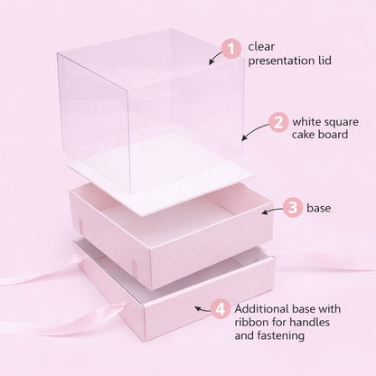 Mini Cake/Bento Cake Board & Box Sets (Light Pink)
