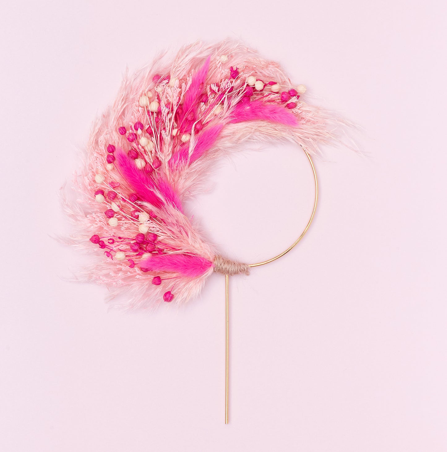 Dried Flower Ring (10cm) (Pinks & Pampas)