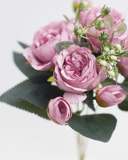 Artificial Silk Peony & Tea Rose Bouquet (Rose Dusky Pink)