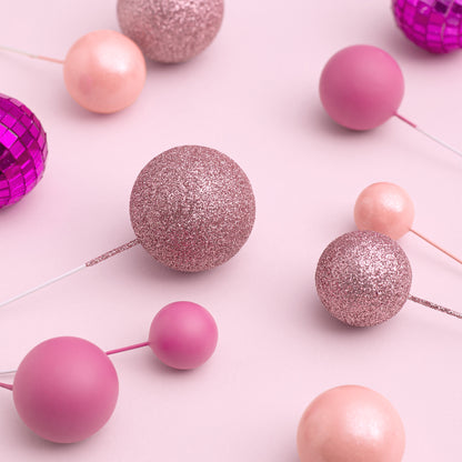 32 Piece Cake Decorating Glitter & Disco Ball Sets (Pink Disco, Pink, Pink Pearl & Pink Glitter)