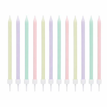Pastel Tall Skinny Wax Candles - Pack of 12