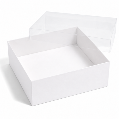 Deluxe Treat & Cookie Boxes with Clear Lid - Square - White (Pack of 5)