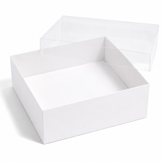 Deluxe Treat & Cookie Boxes with Clear Lid - Square - White (Pack of 5)