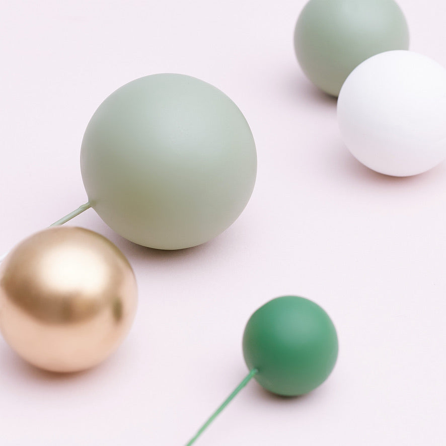 32 Pieces Cake Decorating Ball Sets - White, Gold, Sage & Dark Green
