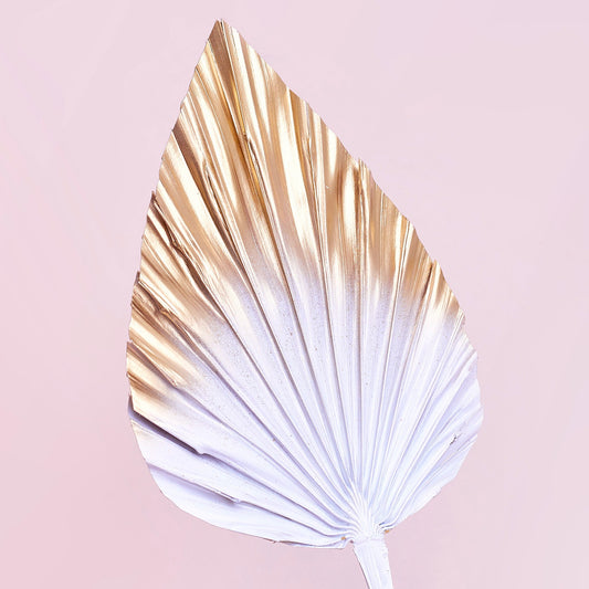 Decorated Dried  Palm Spear (Gold & White Ombre)