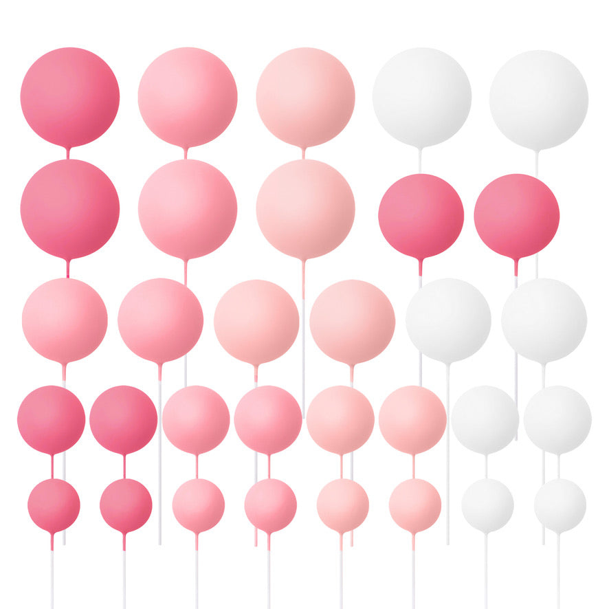 32 Pieces Cake Decorating Ball Sets - White, Light Pink, Pink & Hot Pink