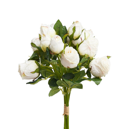 Dried Touch 12-Piece Small Rose & Tea Rose Stem Bouquet – Ivory