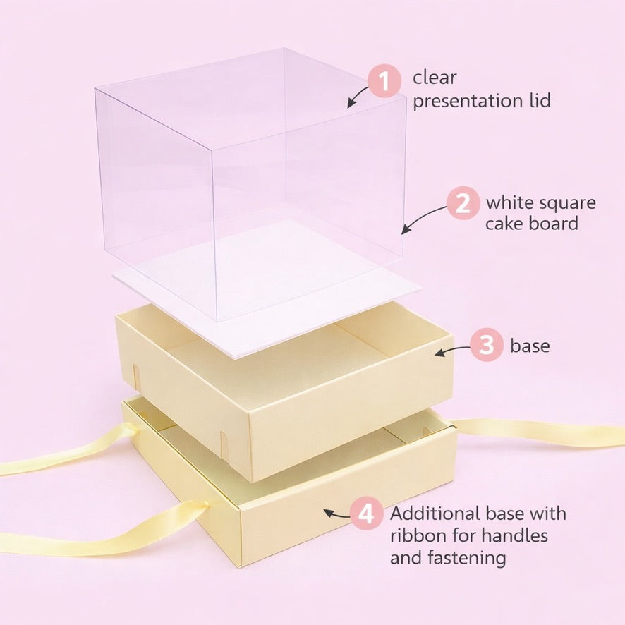 Mini Cake/Bento Cake Board & Box Sets (Lemon)