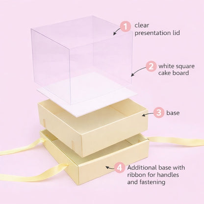 Mini Cake/Bento Cake Board & Box Sets (Lemon)